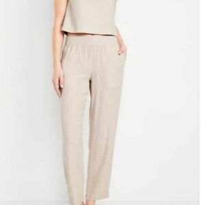 Old Navy Linen Straight Leg Pants - 3X – Oat White Stripe -More Colors in Shop